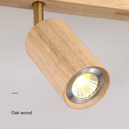 Wood spotlight chandelier full fixture view — Casa Norex