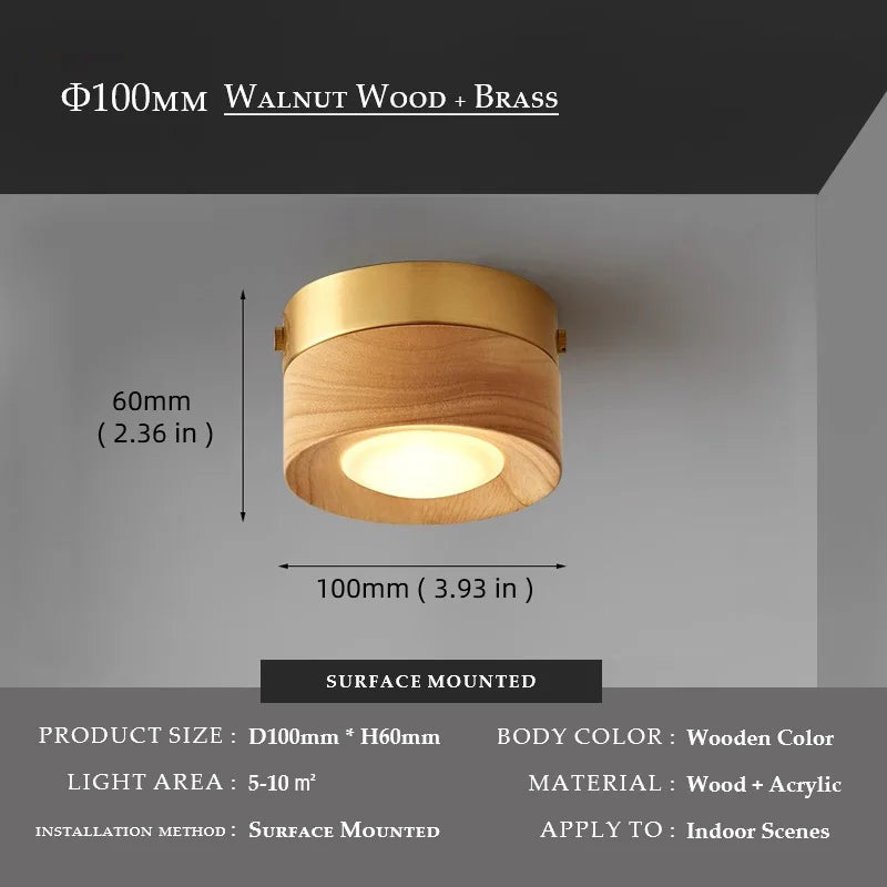 Ceiling spotlight in Walnut surface mount style