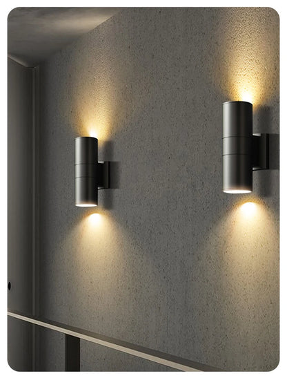 Outdoor wall light size comparison — 20W and 30W round housing | Casa Norex