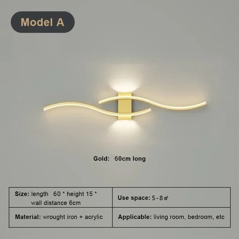 Linear LED wall sconce 60cm and 80cm lengths — gold finish | Casa Norex