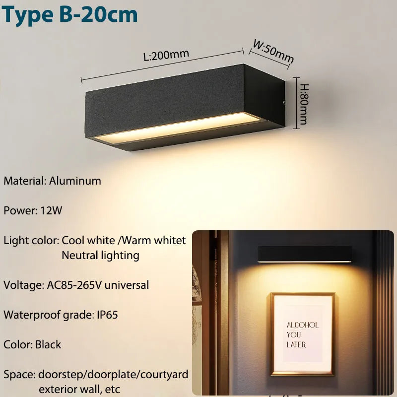 Harbor Aluminum Porch Wall Sconce — black aluminum, IP65 waterproof | Casa Norex