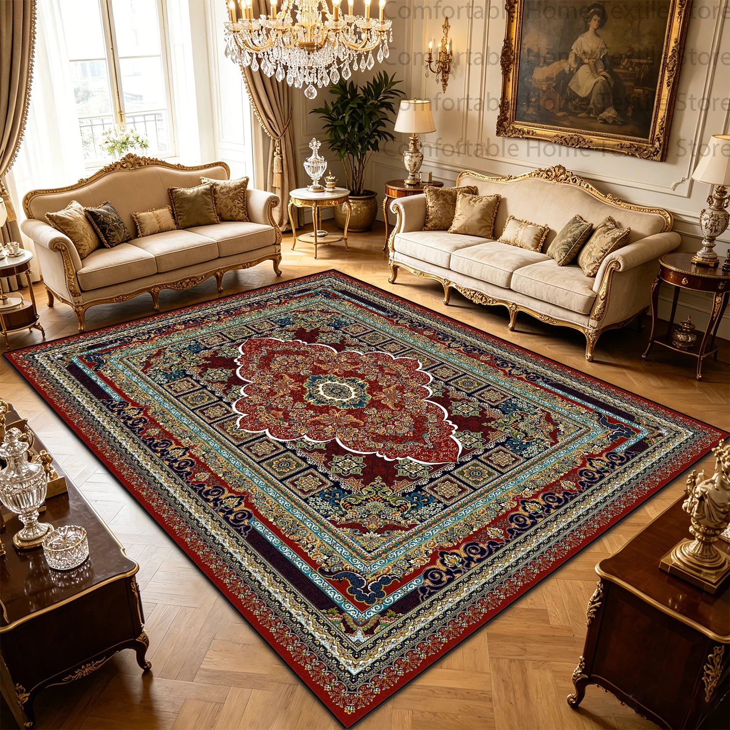 Short-velvet Persian rug in dining room setting | Casa Norex
