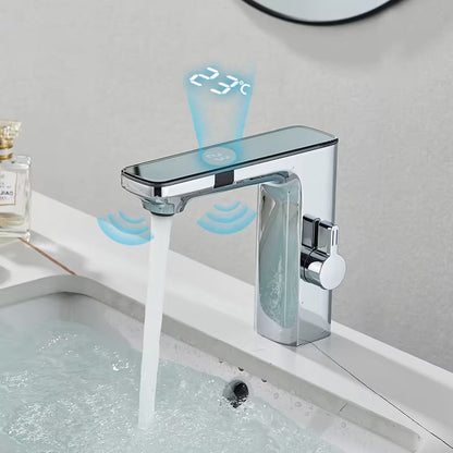 Sensora Bathroom Basin Faucet lifestyle angle — White finish — Casa Norex