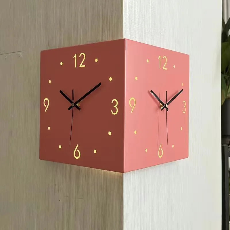 Square Corner Wall Clock Rouge Light Strip finish | Casa Norex