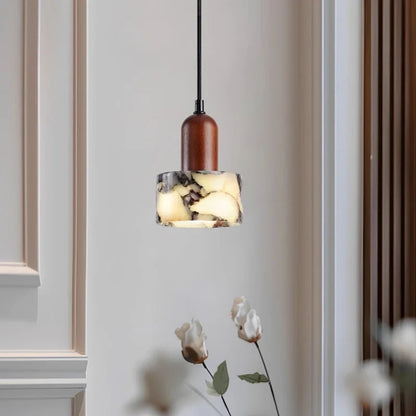 Round marble pendant light side profile — Dia 12cm x H 16cm shade | Casa Norex