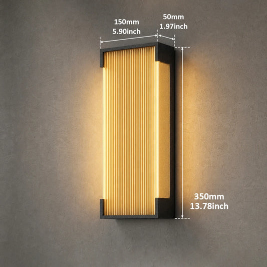 Fluted outdoor wall light Hollis, slim black frame with fluted shade and warm LED glow | Casa Norex