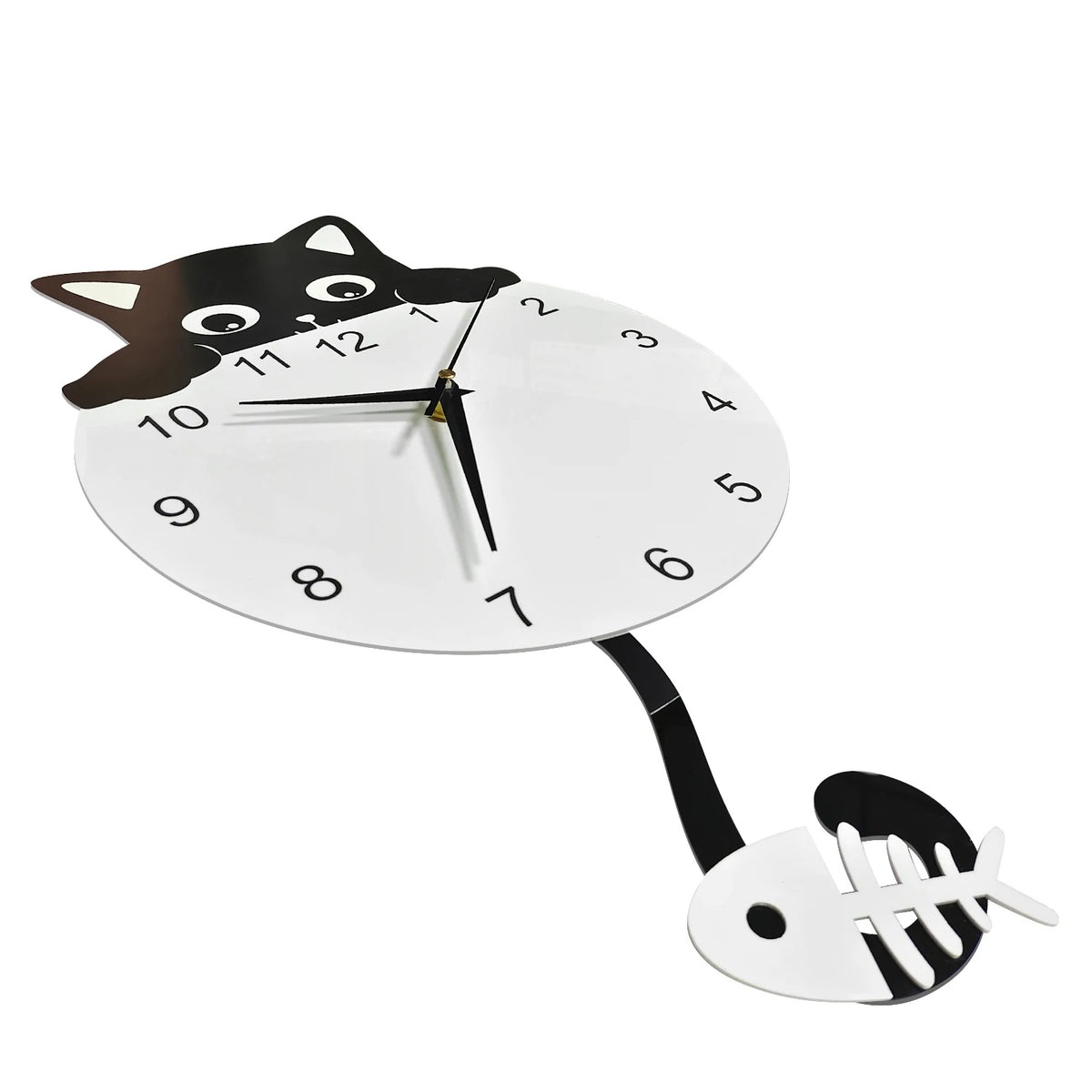 Cat & Fish Pendulum Wall Clock silent quartz movement detail | Casa Norex