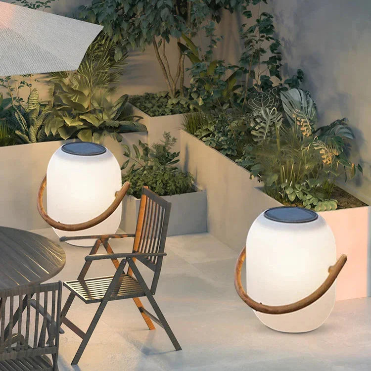 Solar lantern on garden path at night, cordless portable light — Casa Norex