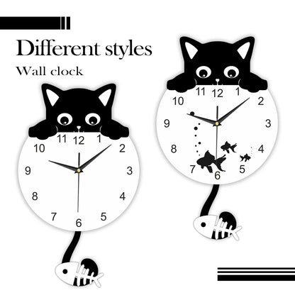 Cat & Fish Pendulum Wall Clock battery compartment detail — Casa Norex