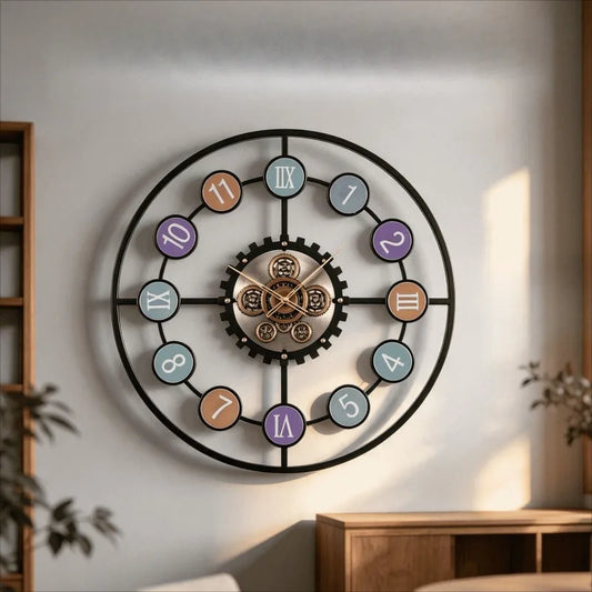 Retro Gear Wall Clock brass texture close-up | Casa Norex