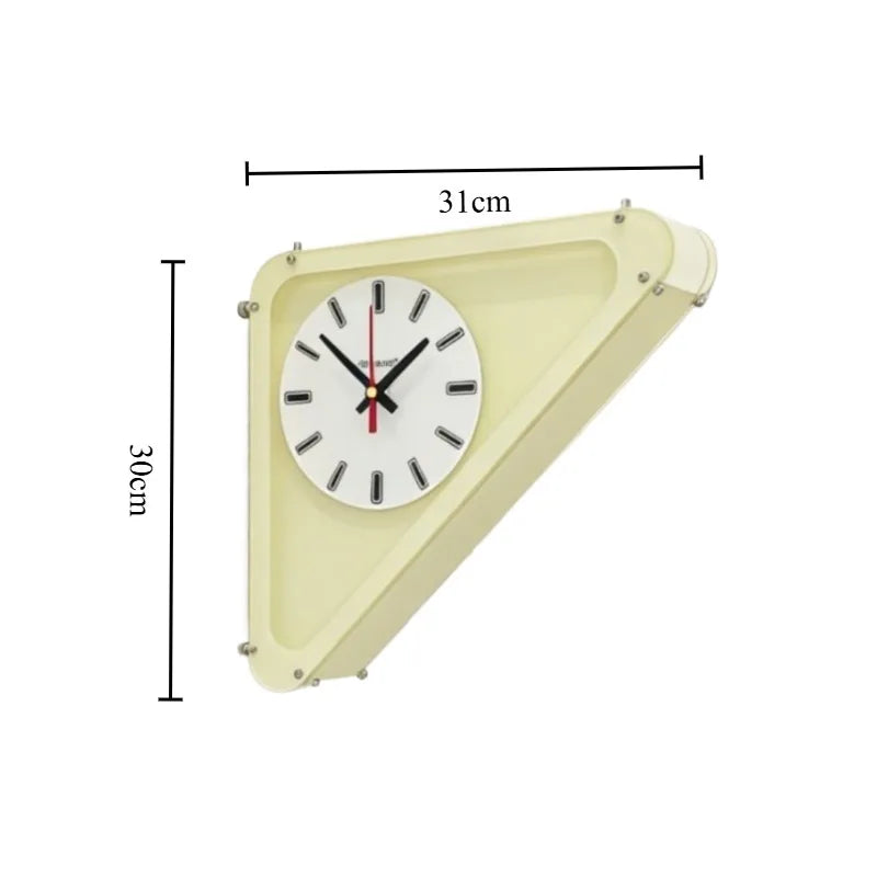 Acrylic Triangle Corner Wall Clock Yellow finish | Casa Norex