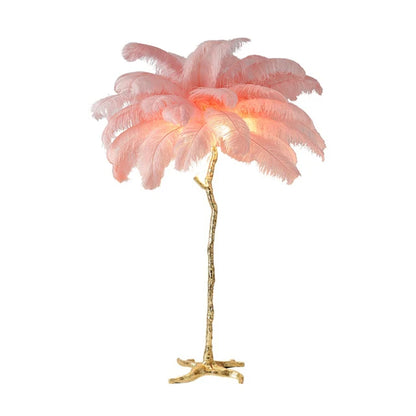 Ostrich feather floor lamp rotating lamp head detail