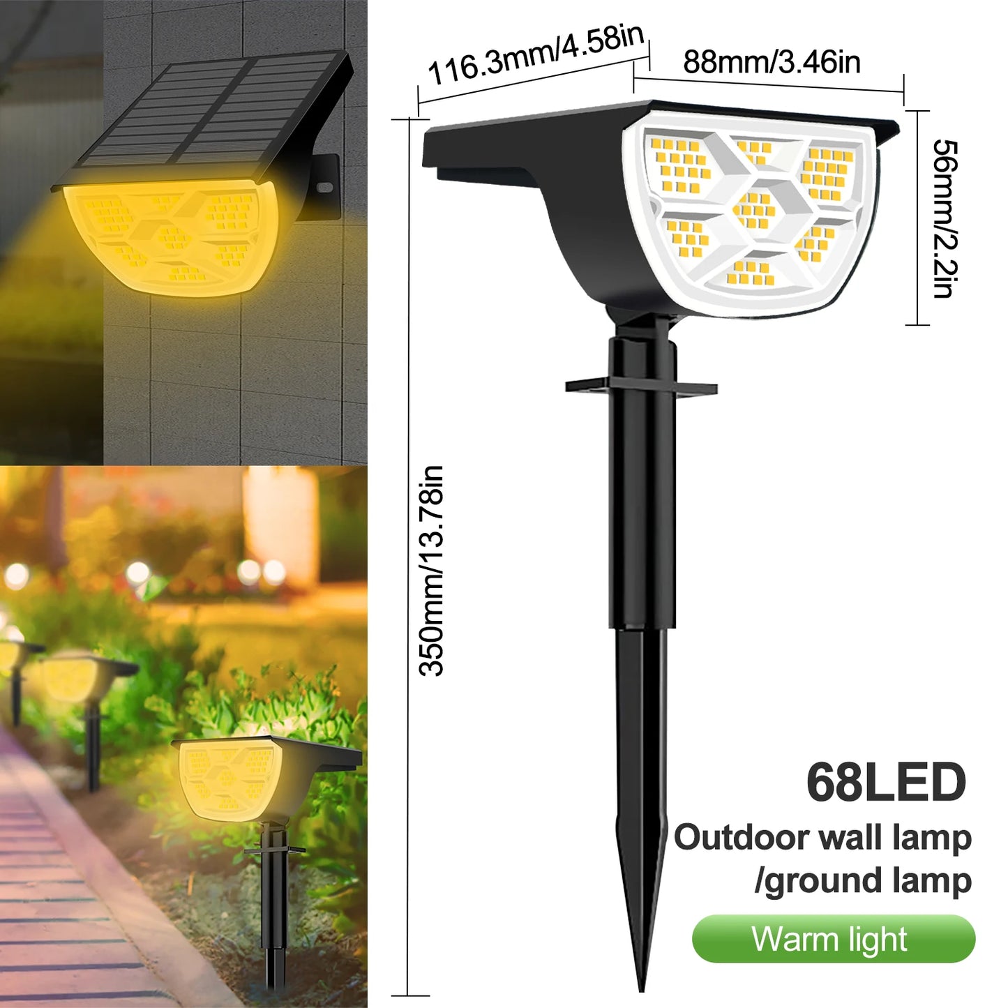 Close-up of the solar landscape spotlight LED panel