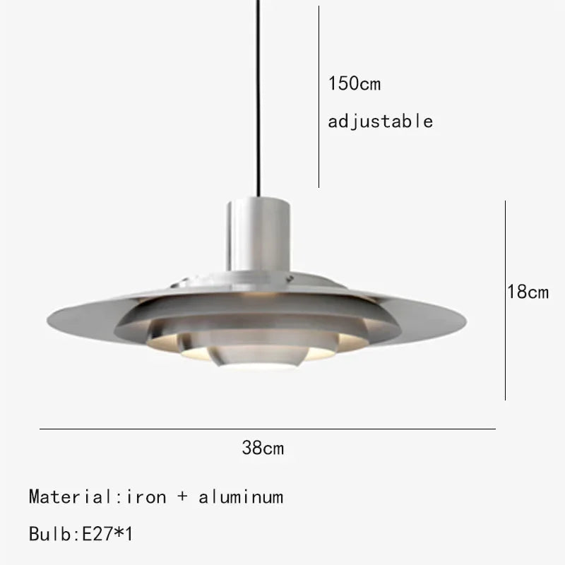 Nordic Art Deco pendant light hanging over a dining table