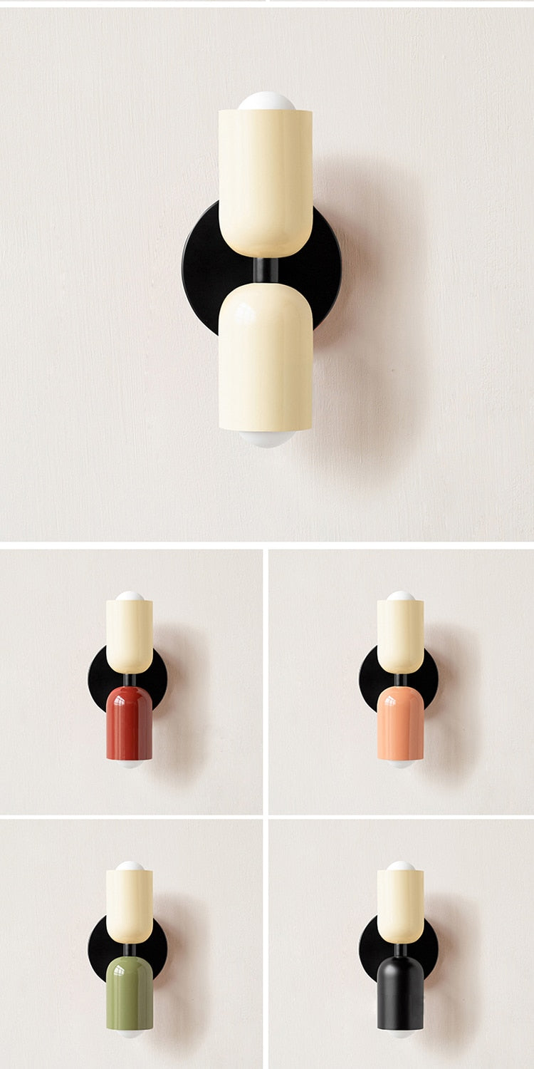 Colorful Minimalist Dual-Bulb Wall Sconce for Modern Ambience