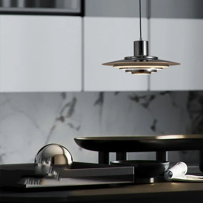 Pendant light adjustable cord and ceiling mount detail