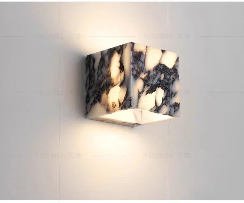Rectangle marble wall sconce illuminated warm white | Casa Norex