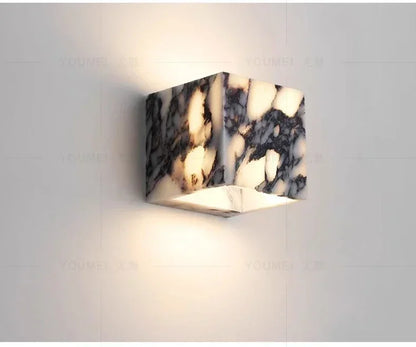 Rectangle marble wall sconce illuminated warm white | Casa Norex
