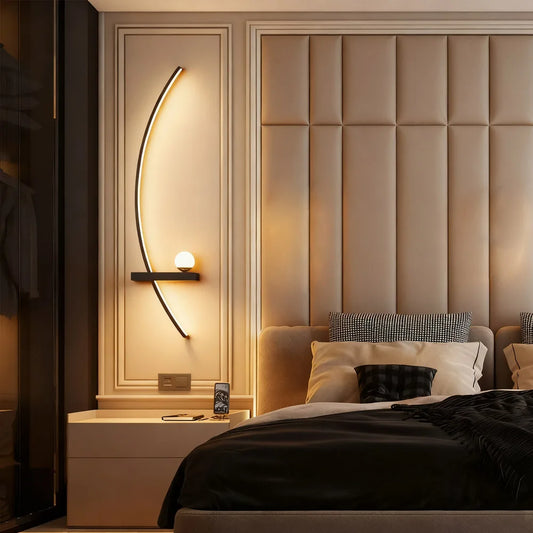 LED wall sconce — minimalist C-line silicone shade in gold and black | Casa Norex