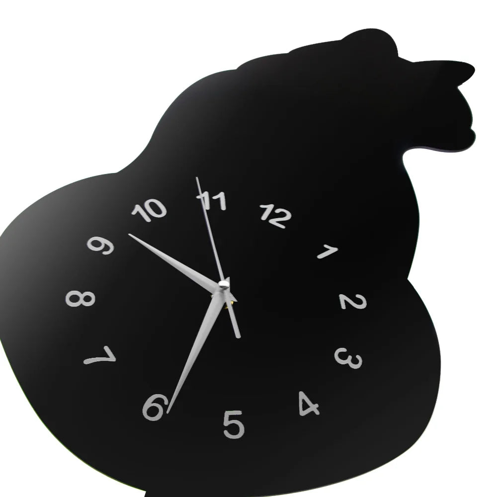 Black Cat Pendulum Wall Clock silent movement detail | Casa Norex