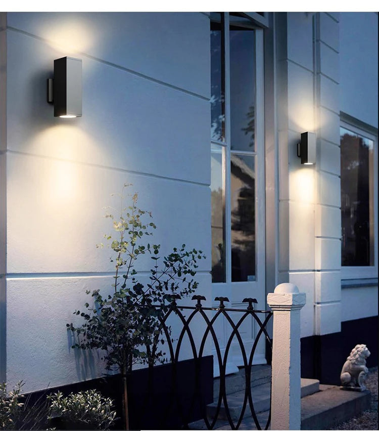 Outdoor wall light gray finish, alternate angle | Casa Norex