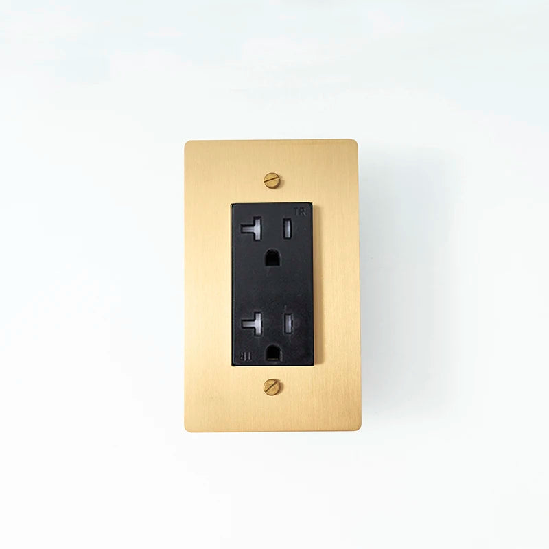 Gold Black 20A wall outlet — standard socket — Casa Norex