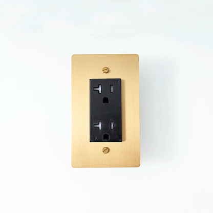 Gold Black 20A wall outlet — standard socket — Casa Norex