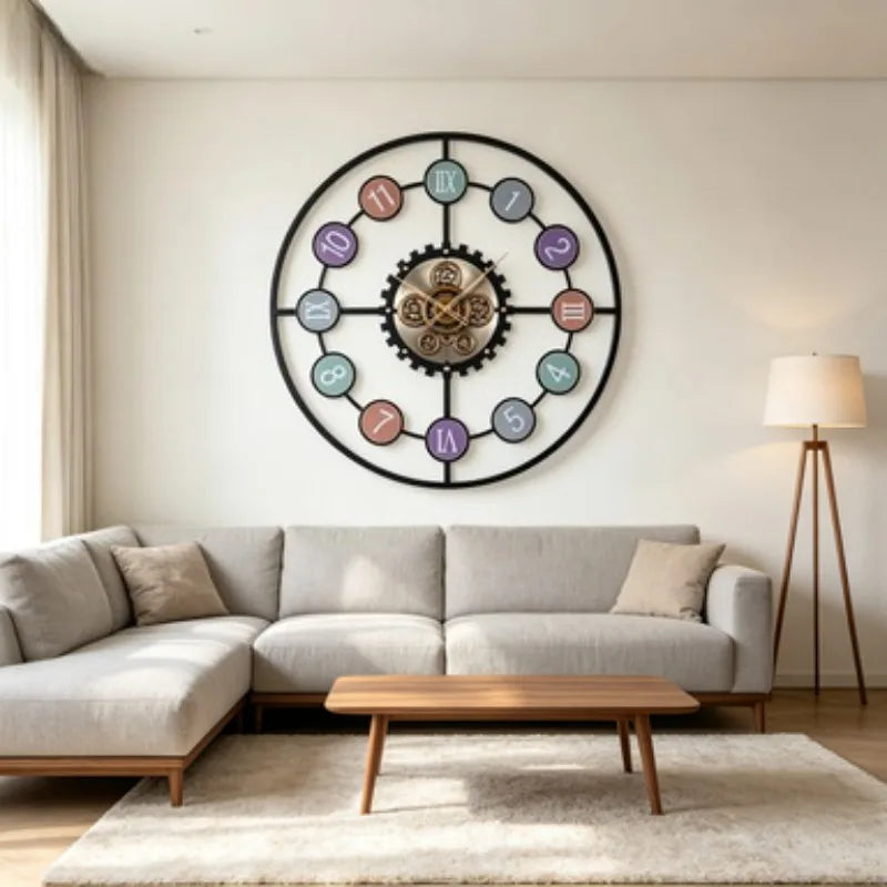 Retro Gear Wall Clock scale reference on a wall — Casa Norex