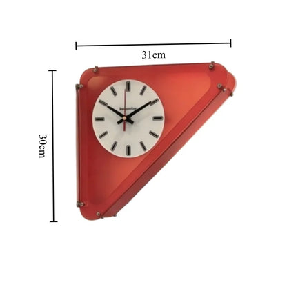Acrylic Triangle Corner Wall Clock — Red finish | Casa Norex