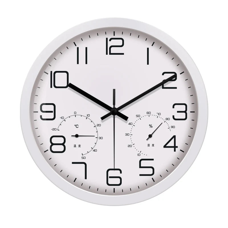 Temperature Humidity Wall Clock Black finish close-up | Casa Norex