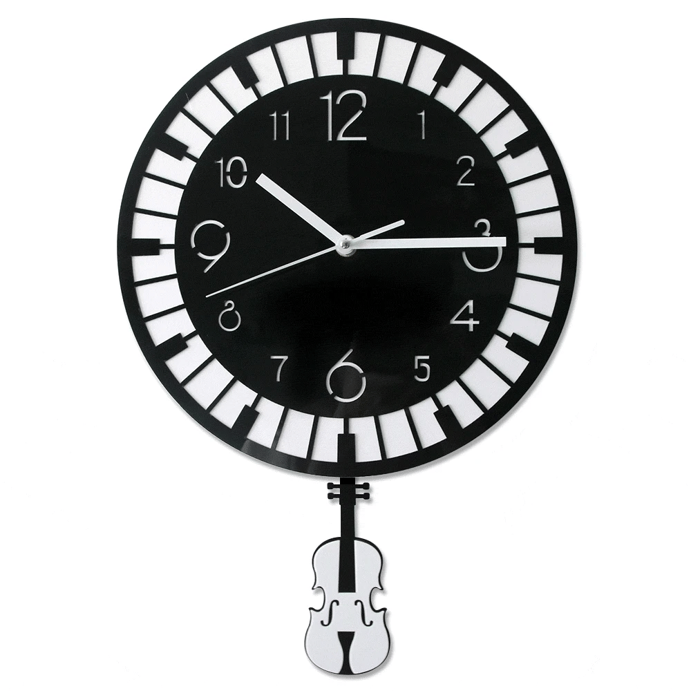Piano & Violin Pendulum Wall Clock — swinging violin pendulum, 30x43cm | Casa Norex
