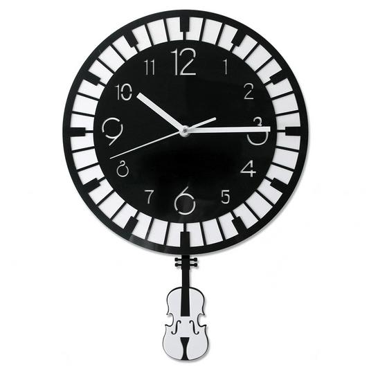 Piano & Violin Pendulum Wall Clock — swinging violin pendulum, 30x43cm | Casa Norex