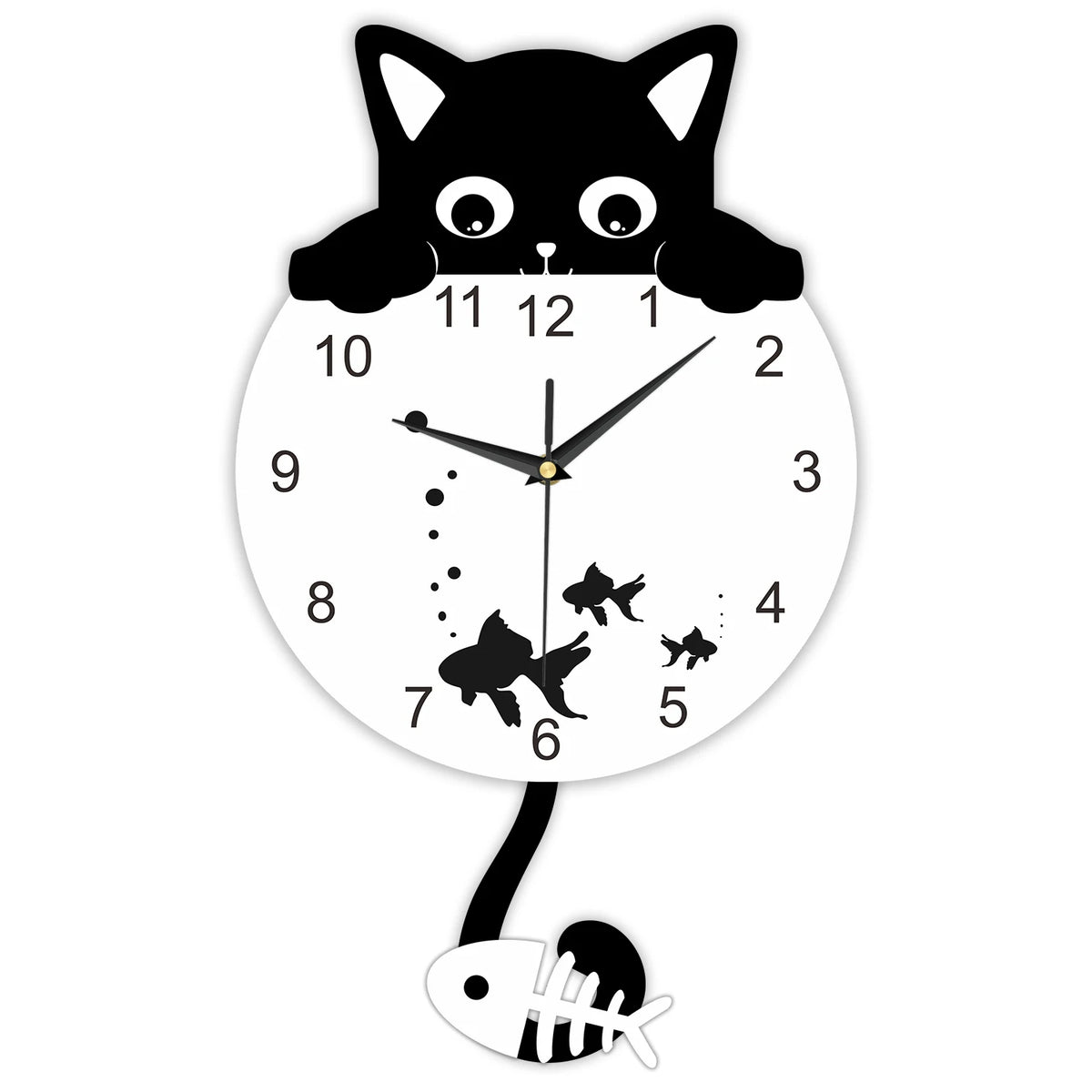 Cat & Fish Pendulum Wall Clock close-up of the swinging fish pendulum | Casa Norex