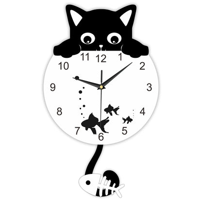 Cat & Fish Pendulum Wall Clock close-up of the swinging fish pendulum | Casa Norex
