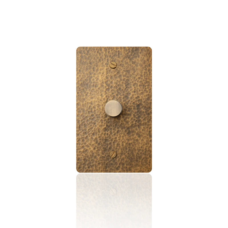 Hammered brass dimmer switch panel — single 2-way configuration | Casa Norex