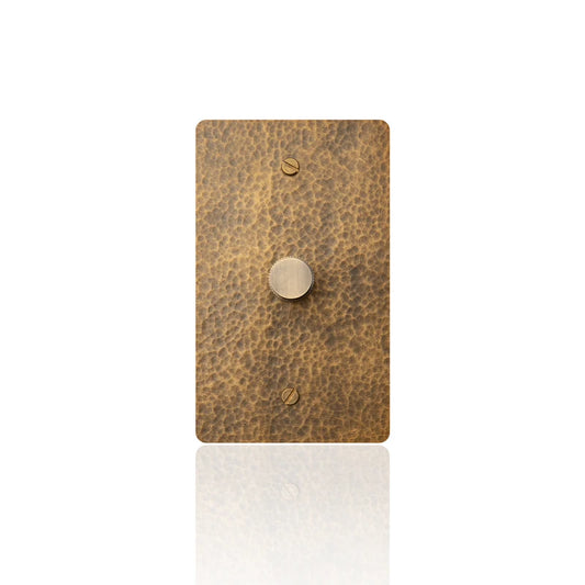 Hammered brass dimmer switch panel — single 2-way configuration | Casa Norex