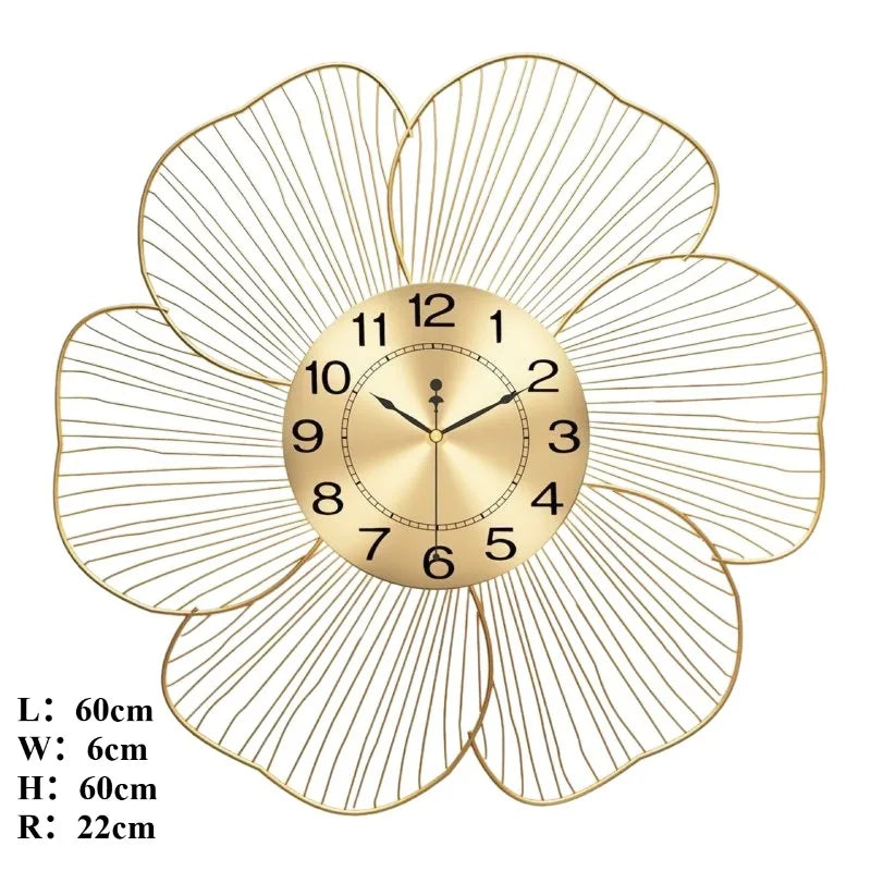 Wrought Iron Flower Wall Clock — six-petal peony silhouette | Casa Norex