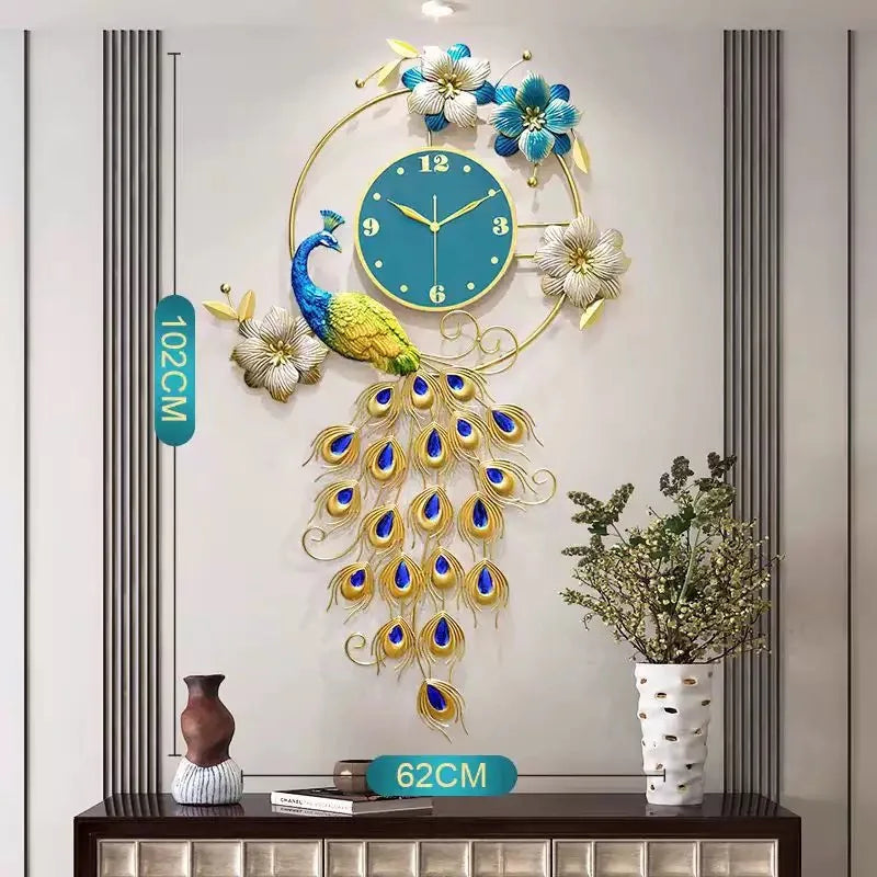 Peacock Motif Wall Clock