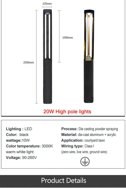 Black Aluminum Bollard Light detail