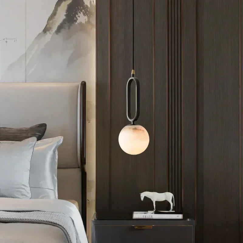 Marble pendant light polished copper suspension detail — G9 LED | Casa Norex
