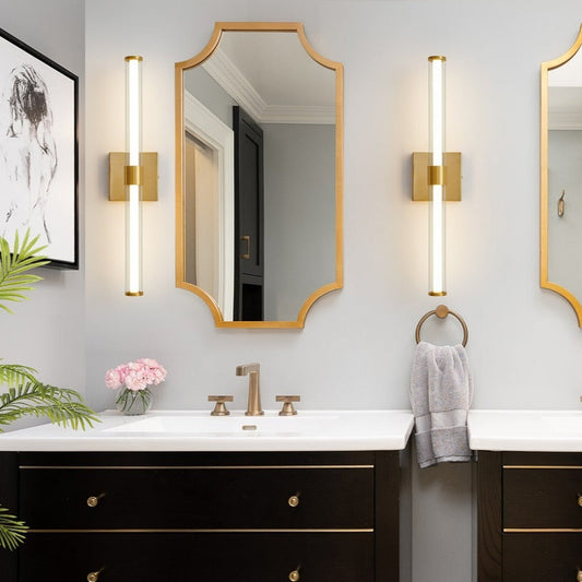 Two-bulb LED vanity wall sconce gold finish | Casa Norex