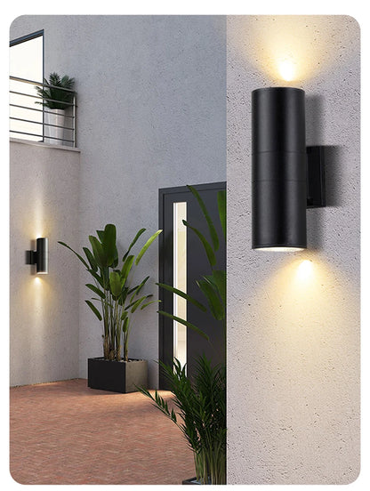 Outdoor wall light size comparison — 6W and 10W round housing | Casa Norex