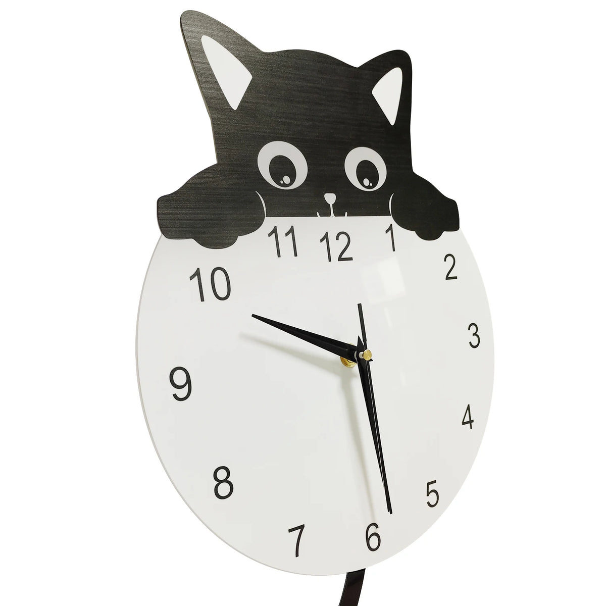 Cat & Fish Pendulum Wall Clock kitten face detail | Casa Norex