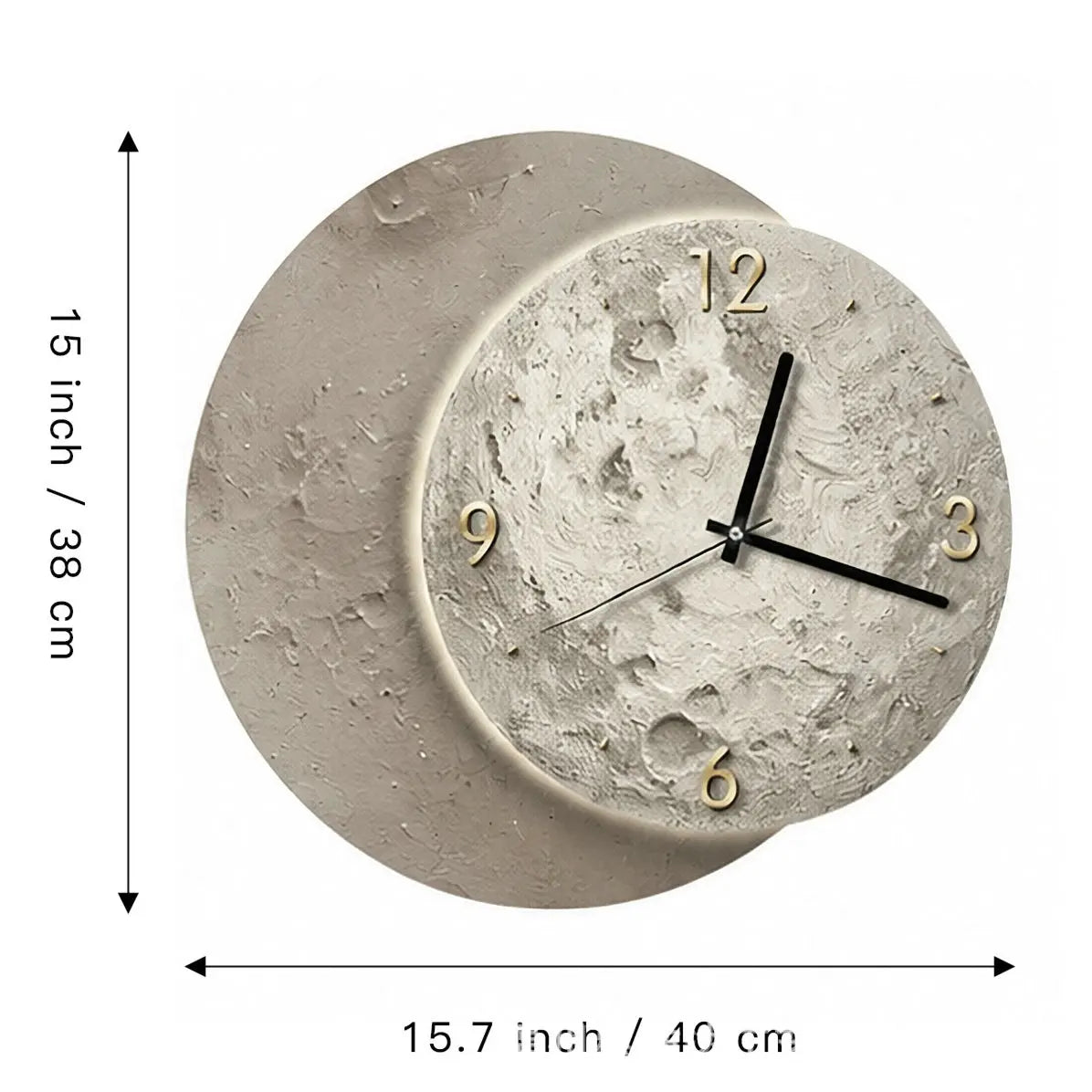 moon phase wall clock — beige and off-white MDF with 2D moon print | Casa Norex