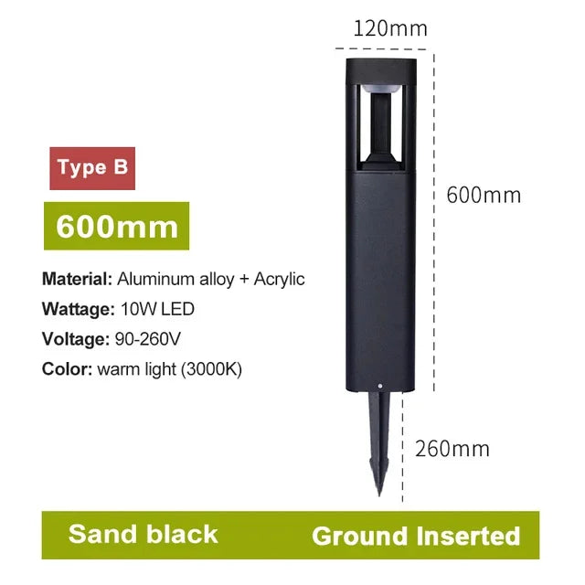 Bollard light alternate angle, sand black finish | Casa Norex