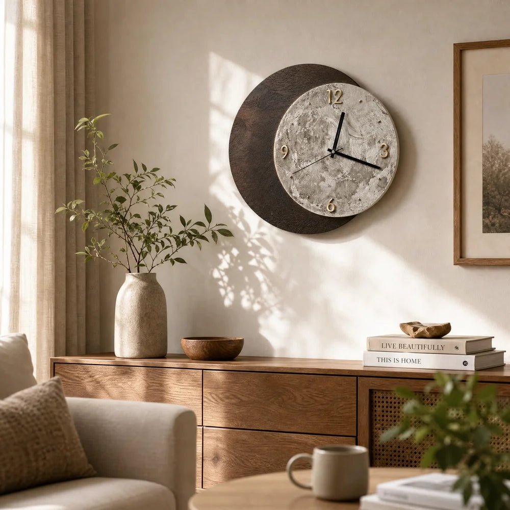 3D Black Moon Wall Clock detail view 4 — Casa Norex