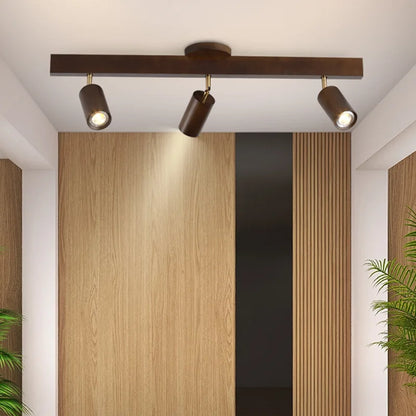 Wood spotlight chandelier 2-light configuration — Casa Norex