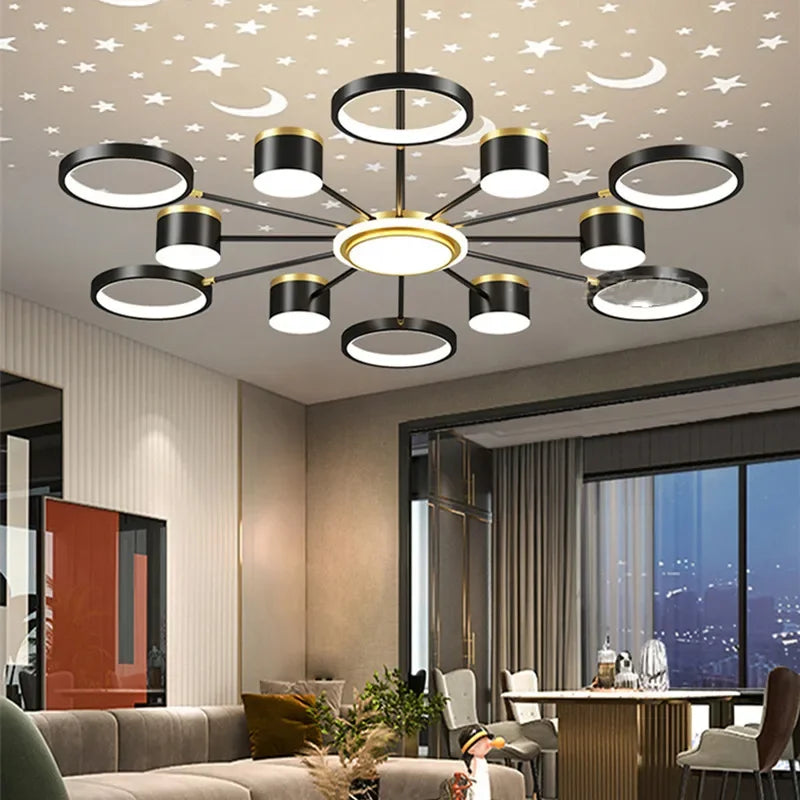 Aurora chandelier remote control and stepless dimming detail — Casa Norex