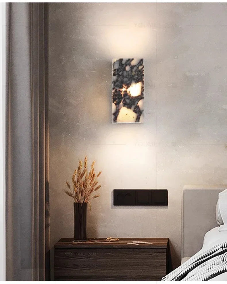 Marble wall sconce front angle view | Casa Norex
