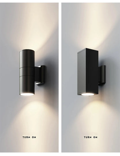 Outdoor wall light black finish, alternate angle | Casa Norex